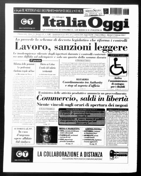 Italia oggi : quotidiano di economia finanza e politica